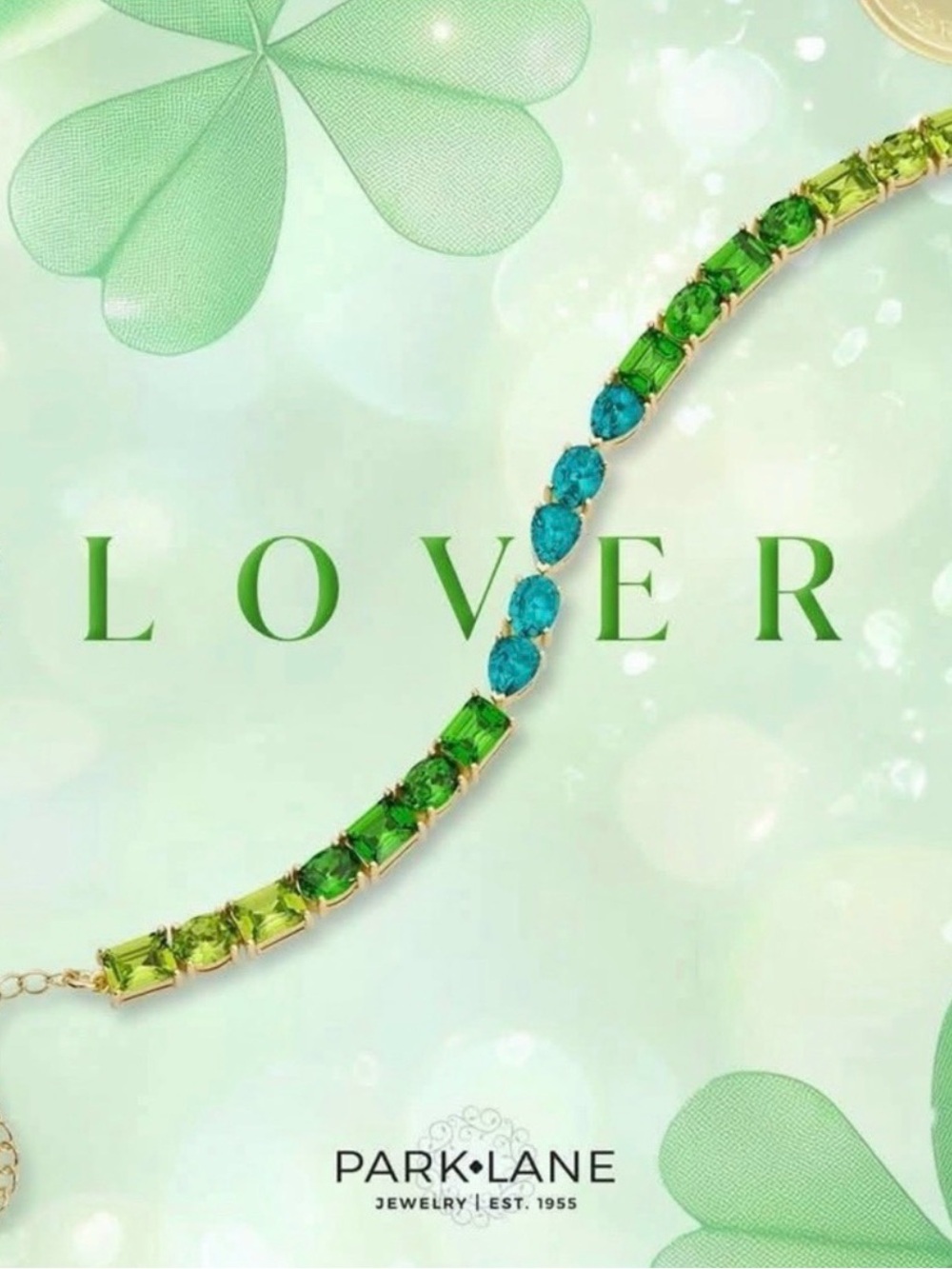 Park Lane Green and Blue Crystal Tennis Bracelet